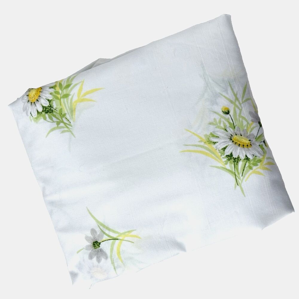 Vtg 70s Springmaid Double Fitted Sheet Flowers MCM Yellow Daisy Cottagecore USA